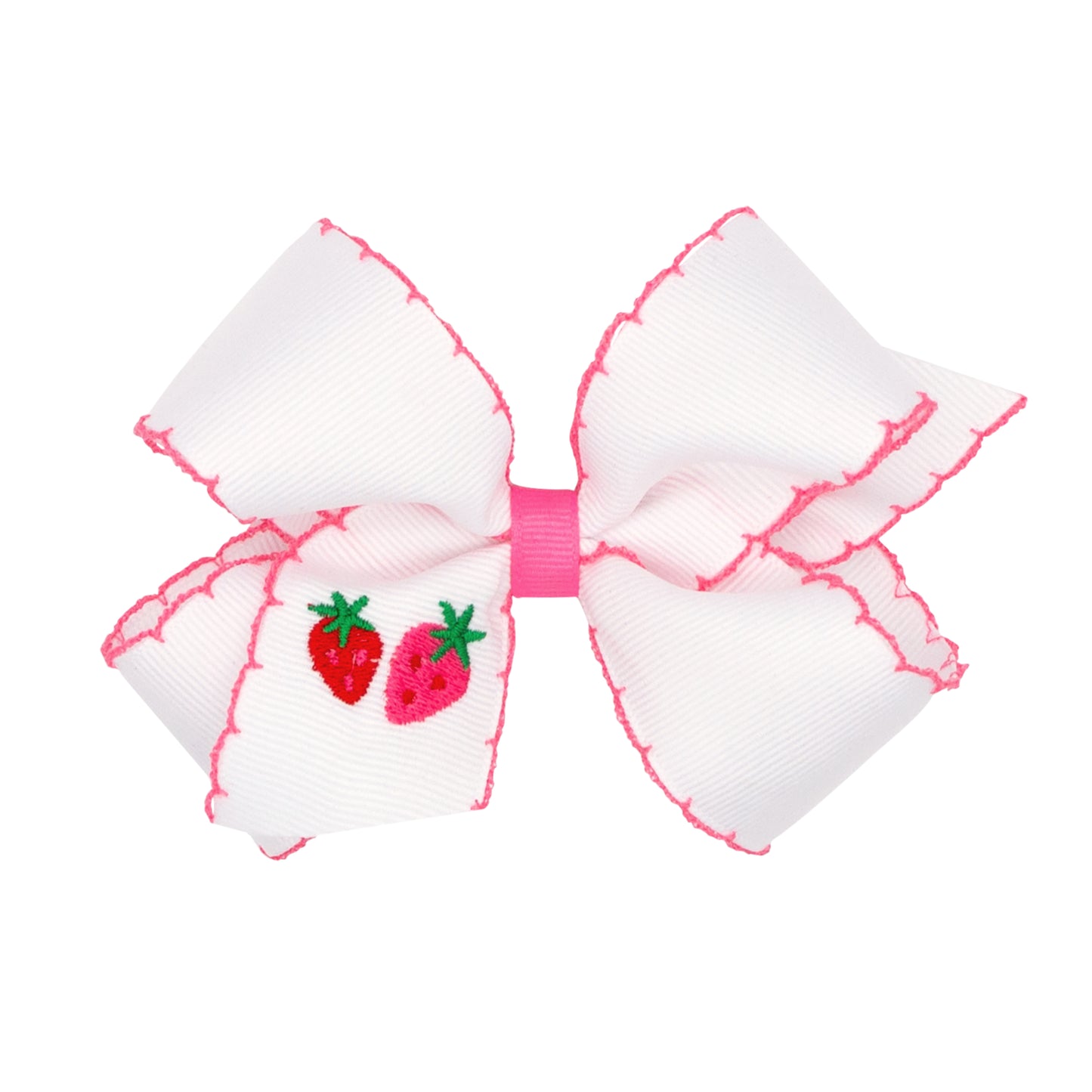 Medium Grosgrain Hair Bow with Moonstitch Edge and Farm-Theme - Strawberry Kids Hair Accessories Wee Ones