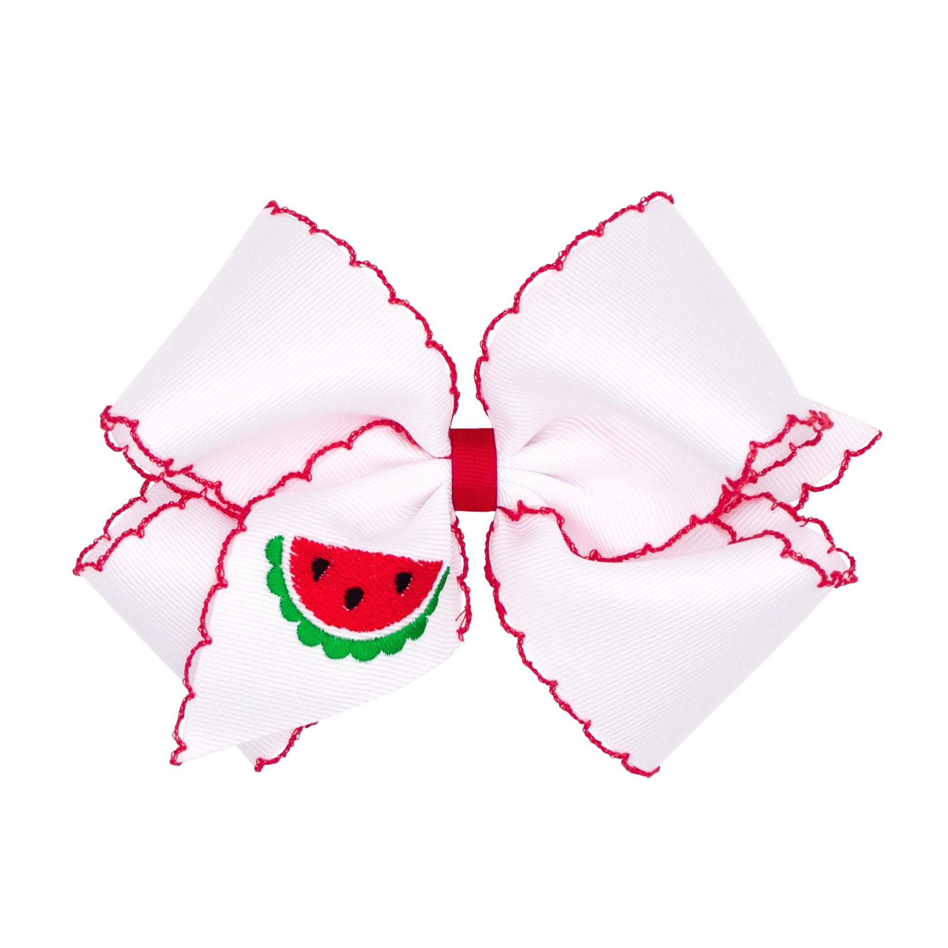 Medium Grosgrain Hair Bow with Moonstitch Edge and Farm-Theme - Watermelon Kids Hair Accessories Wee Ones