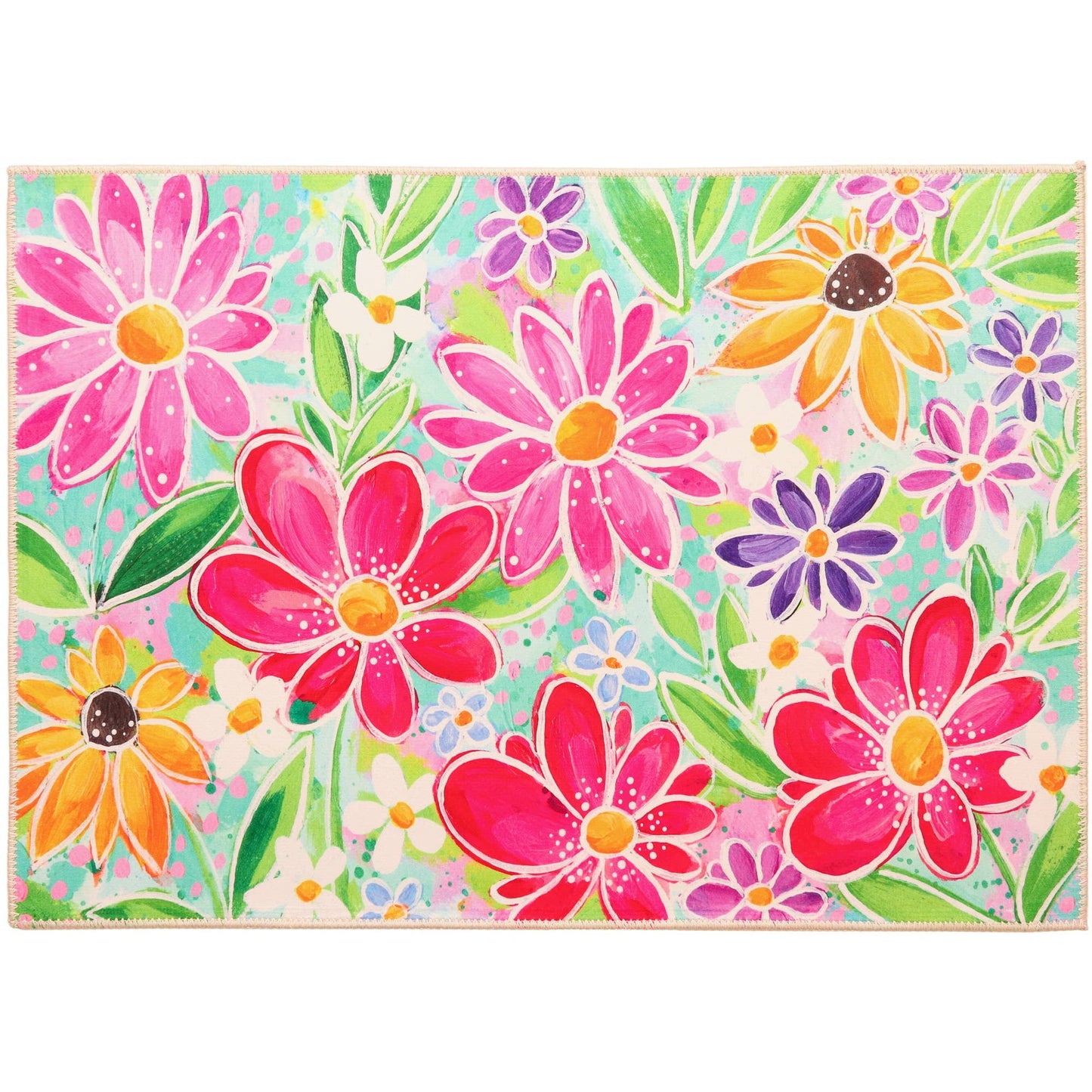 Crystal Floral Garden Olivia's Home Rug 22" x 32"-Floral Home Decor Jellybean Rug