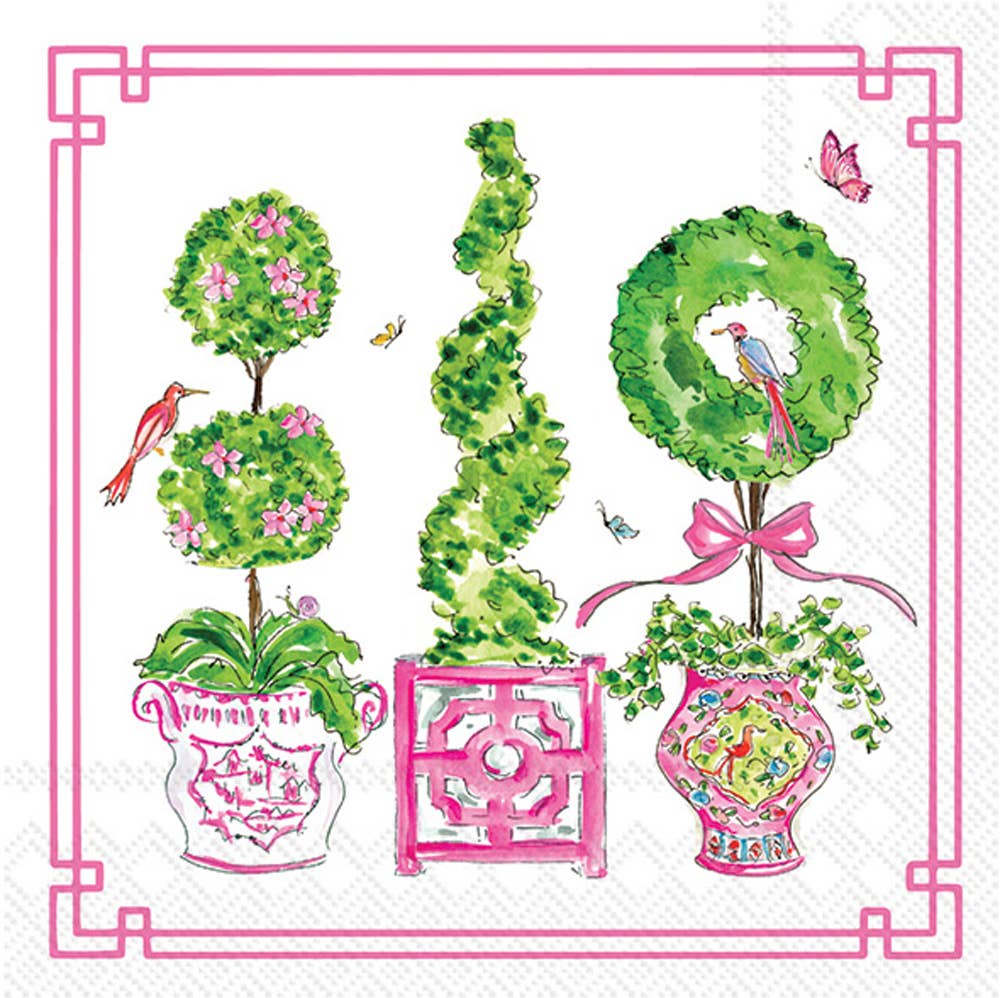 Paper Cocktail Napkin 20 Ct Pink Topiaries Kitchen + Entertaining Boston International