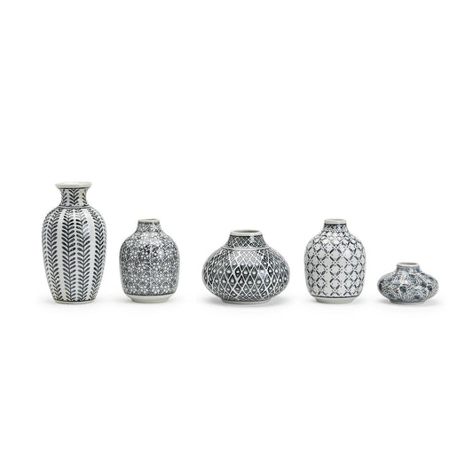 Black & White Handpainted Stoneware Vase Home Decor Two's Company   