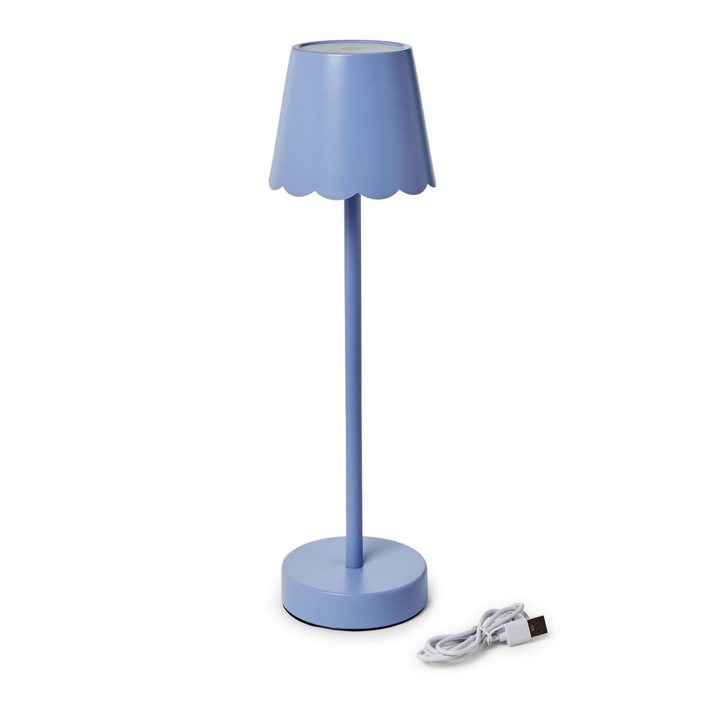 Blue LED Cordless Table Lamp with Scalloped Edge Shade Home Decor Two's Company