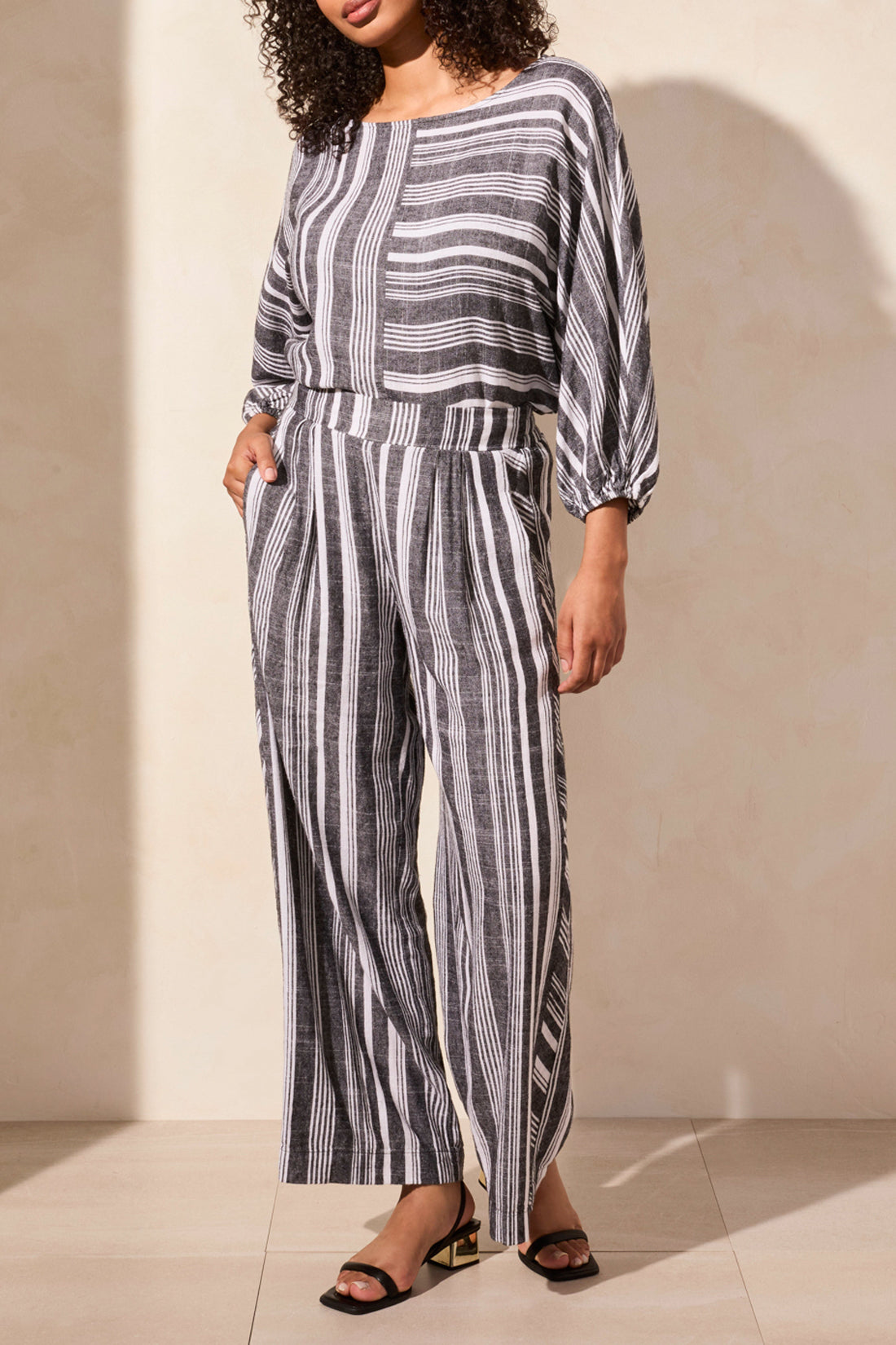 Pull On Flowy Wide Leg Pant - Black Pants Tribal