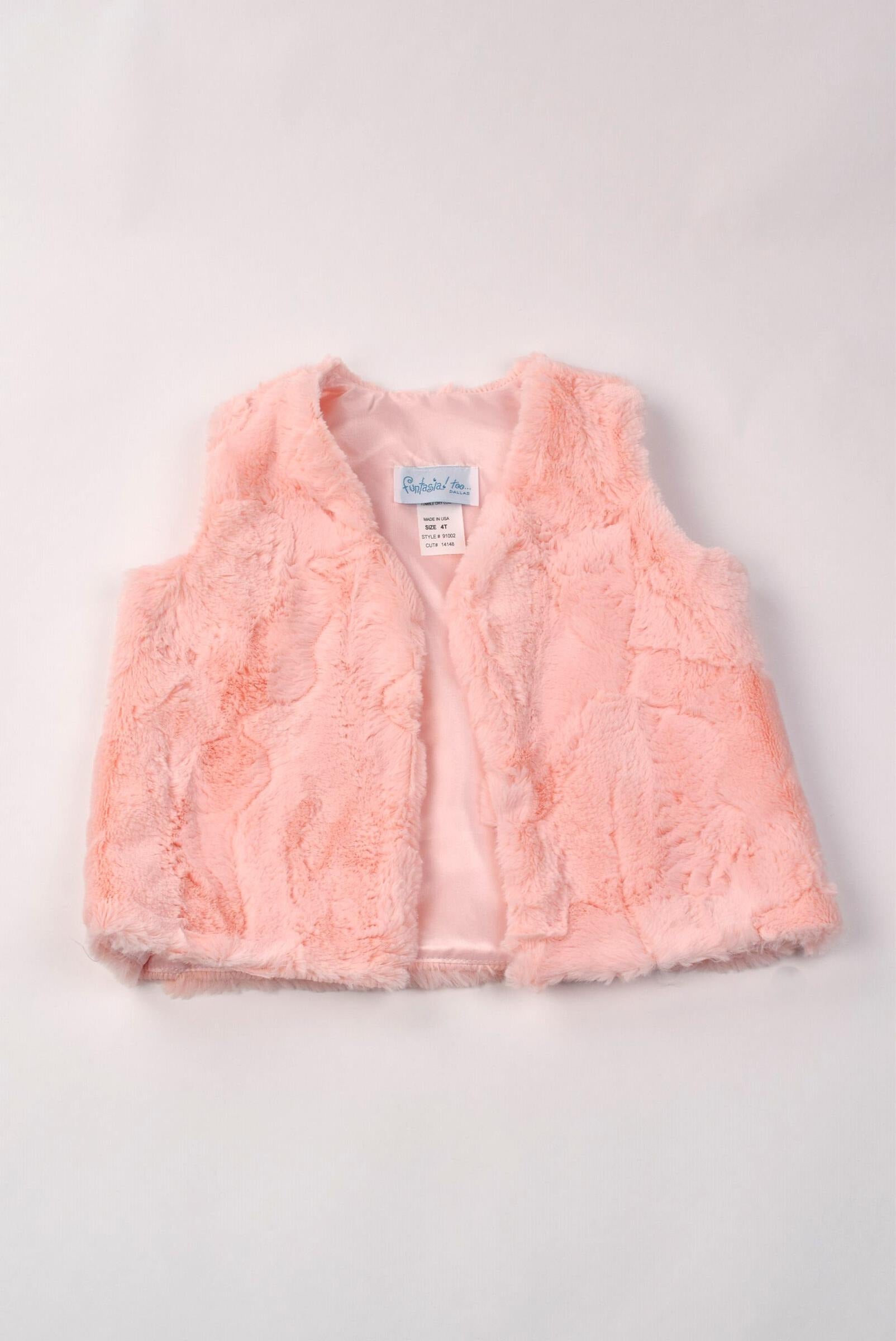 Blush Pink Fur Vest Girls Outerwear Funtasia Too   