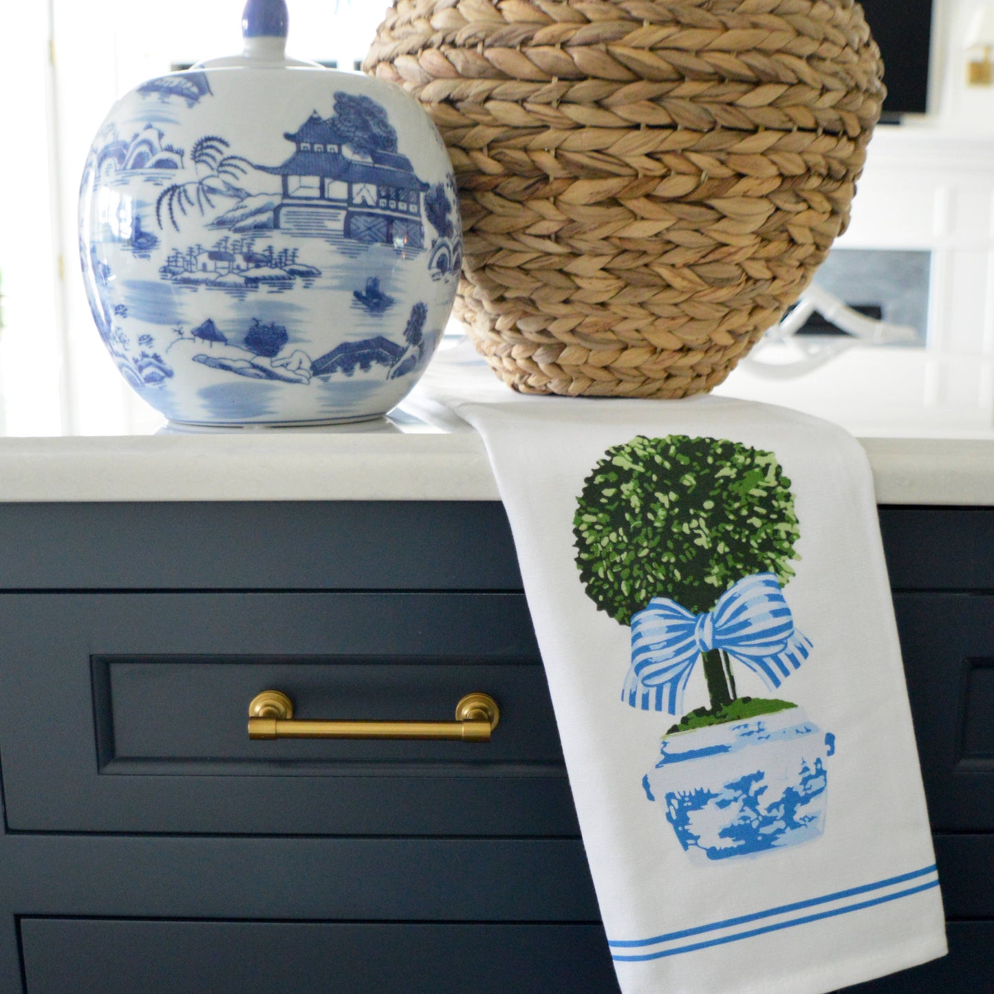 Tea Towel - Striped Topiary Kitchen + Entertaining WH Hostess Social Stationery