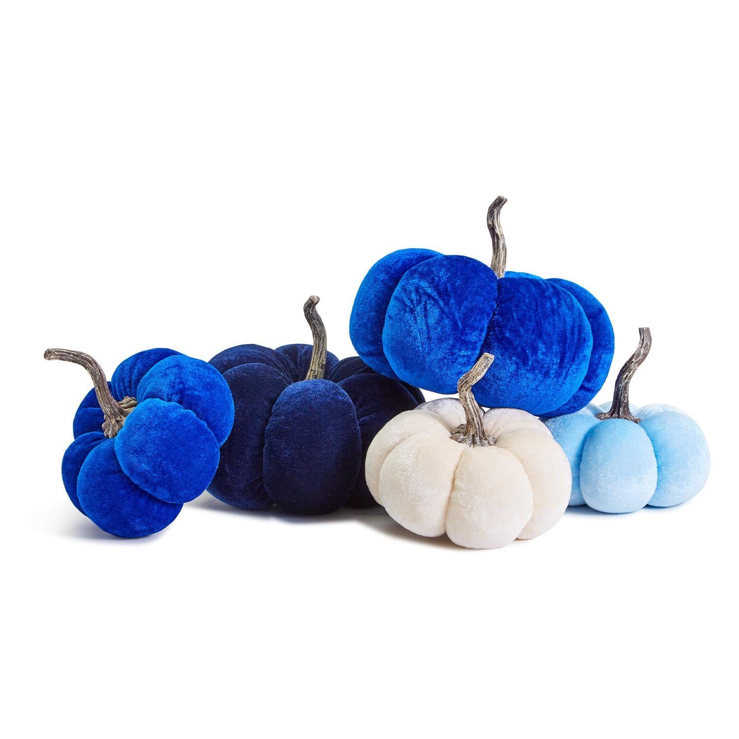 Blues Hues Velvet Pumpkins Home Decor Two's Company   