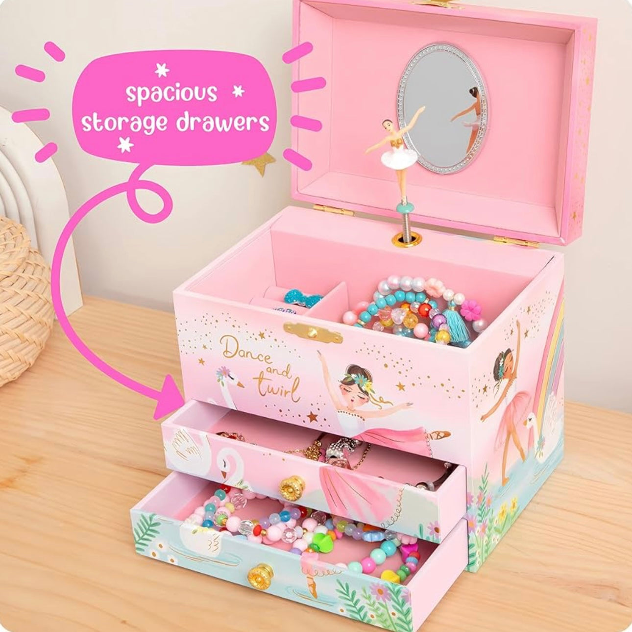 Ballerina Musical Jewelry Box 2-Drawer Toys U.S. Toy Company