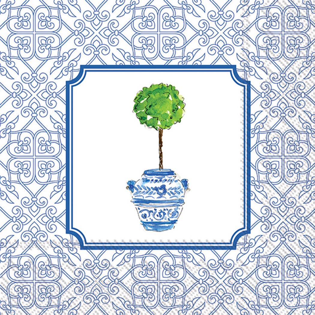 Paper Cocktail Napkins Pack of 20 Blue Topiary Kitchen + Entertaining Boston International