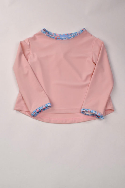 Pink Top with Floral Trim Athleisure Top Girls Tops + Tees Funtasia Too   