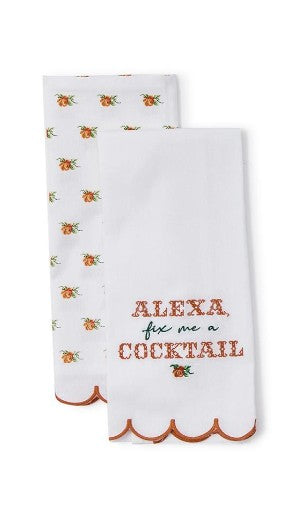 Alexa Kitchen Dish Towel Set - Assorted Two's Company Cocktail