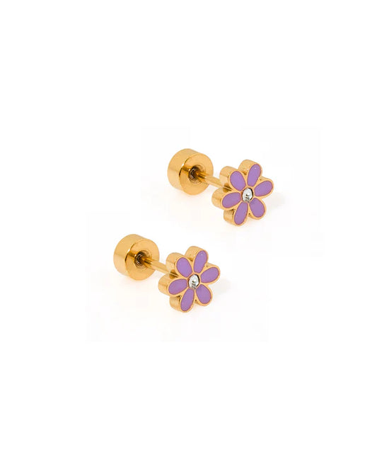 Screwback Stud - Alli - Purple Kids Jewelry Linny Co