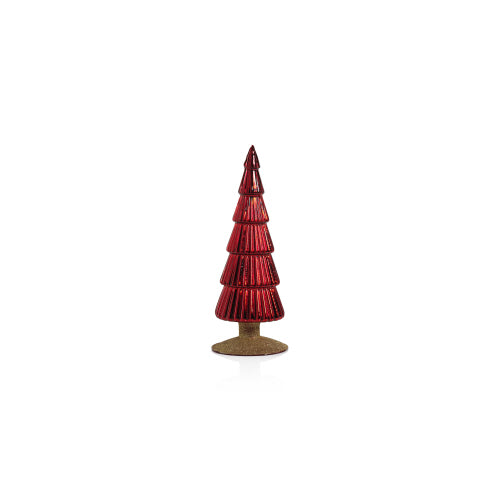 9.5" Alpine Glass Tree on Gold Glitter Base - Classic Red Seasonal Zodax   