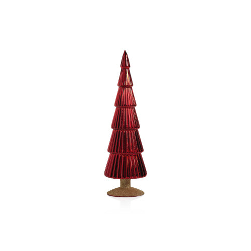 13.5" Alpine Glass Tree on Gold Glitter Base - Classic Red Seasonal Zodax   