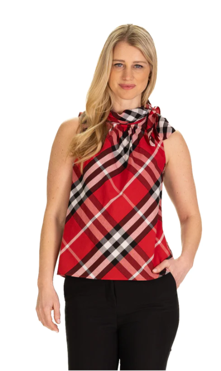 Amelia Top - Red Plaid Tops Duffield Lane   
