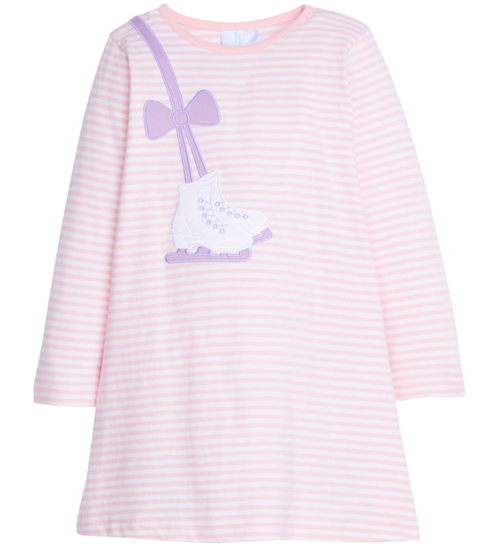 Applique T-Shirt Dress - Ice Skate Girls Play Dresses Little English   