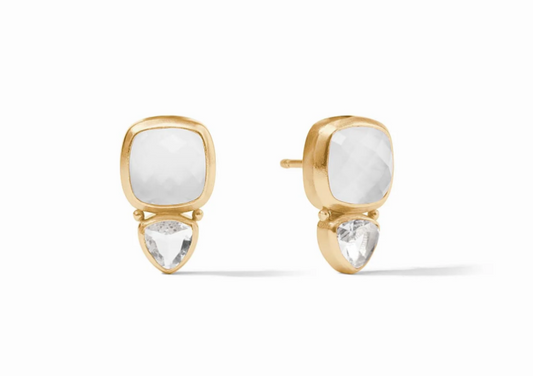 Aquitaine  Duo Stud - Iridescent Clear Crystal Earrings Julie Vos   