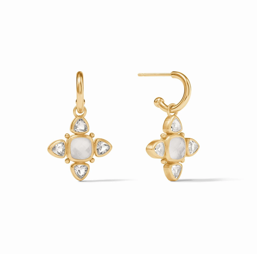 Aquitaine Hoop & Charm Earring - Iridescent Clear Crystal Earrings Julie Vos   