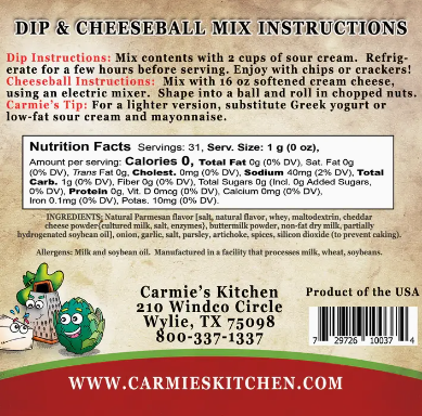 Artichoke Parmesan Dip Mix Impulse Carmie's Kitchen   