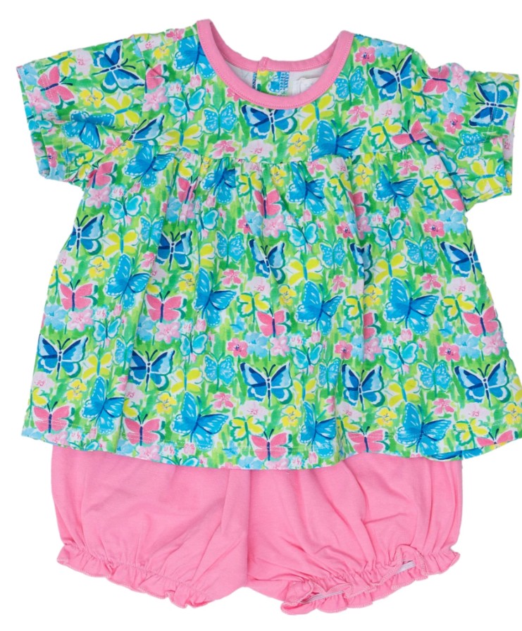Ava Bloomer Set - Preppy Butterfly Girls Sets The Oaks Apparel Company