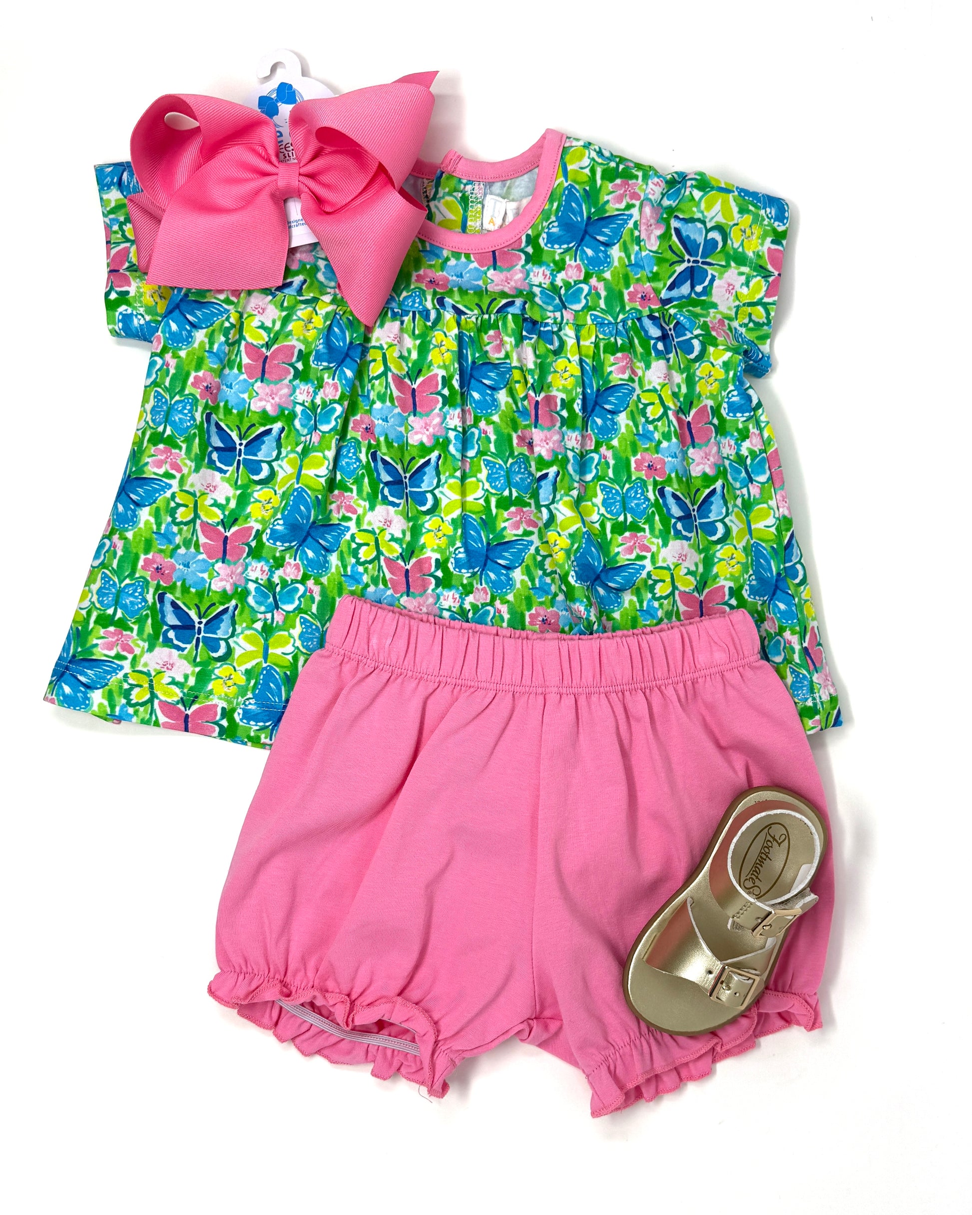 Ava Bloomer Set - Preppy Butterfly Girls Sets The Oaks Apparel Company
