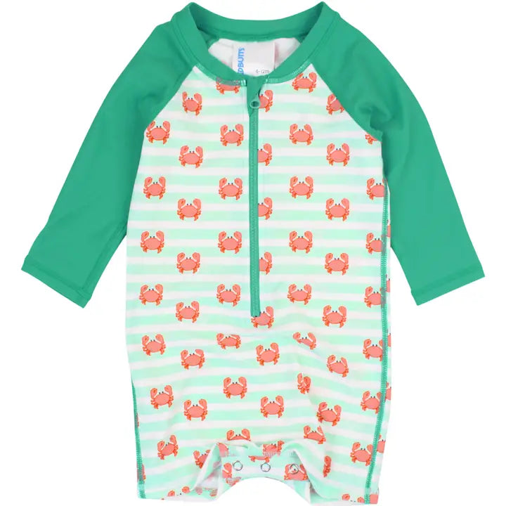 Crabby Cove Boys L/S One Piece Rashguard Kids Swim Rufflebutts