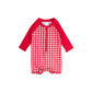Vintage Red Gingham Boys Long Sleeve One Piece Rash Guard Kids Swim Rufflebutts