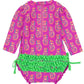 Neon Violet Pineapples L/S One Piece Rash Grard Kids Swim Rufflebutts