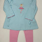 Ballerinas Aqua Knit Stripe Tunic Set with Pink Leggings Girls Sets Claire & Charlie   