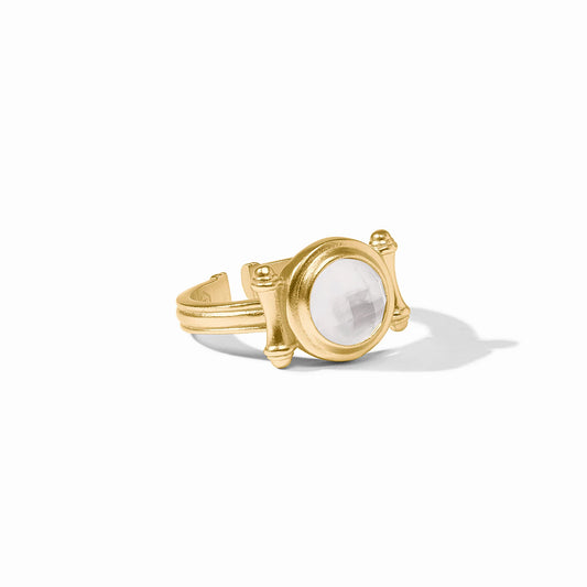 Bamboo Stone Ring - Iridescent Clear Crystal Rings Julie Vos