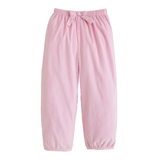 Banded Bow Pant - Light Pink Corduroy Girls Pants + Leggings Little English   