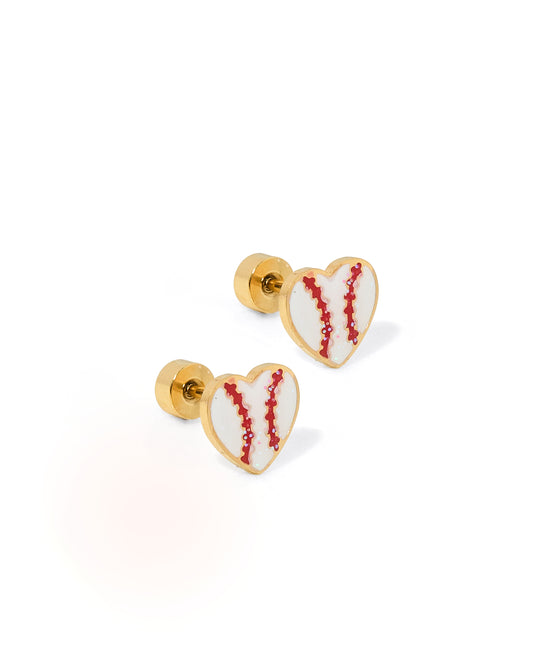 Screwback Stud Earrings - Baseball Kids Jewelry Linny Co