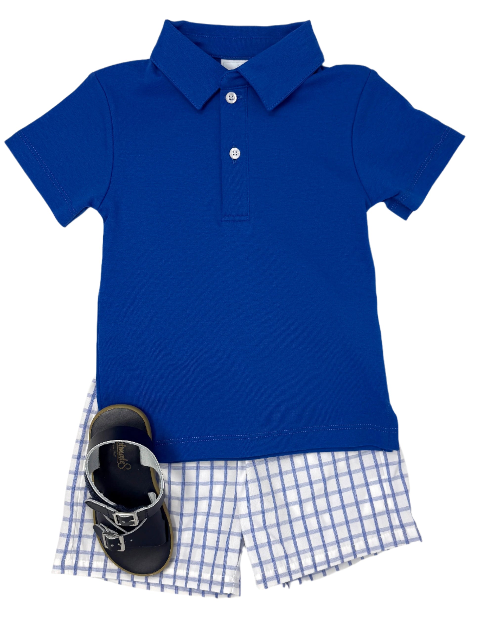 Basic Short - Royal Windowpane Boys Shorts Little English