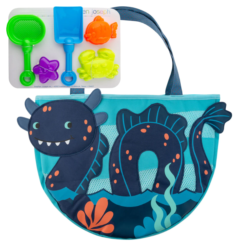 Beach Totes w/ Sand Toy Play Set - Sea Monster Kids Backpacks + Bags Stephen Joseph   
