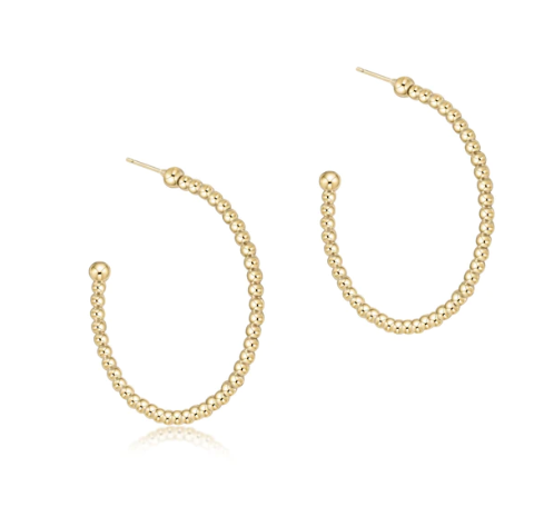 Beaded Classic 1.25" Post Hoop 2mm - Gold Earrings enewton   