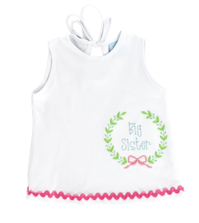 Sleeveless White Knit Big Sister T-Shirt Girls Tops + Tees Bailey Boys   