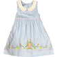 Blue Chambray Embroidered Flower Basket Dress Girls Occasion Dresses Sweet Dreams
