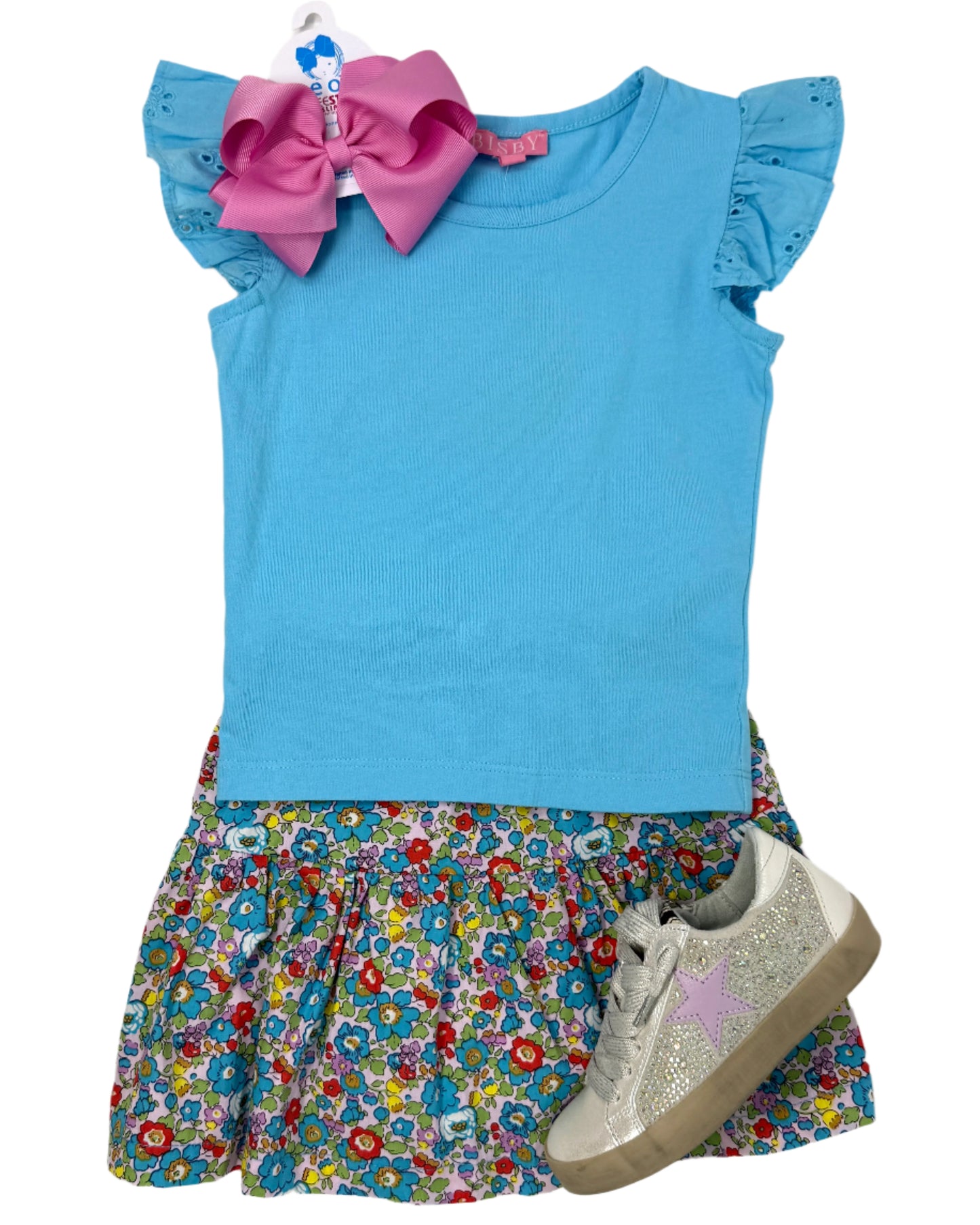 Eyelet Tank - Aqua Girls Tops + Tees Bisby