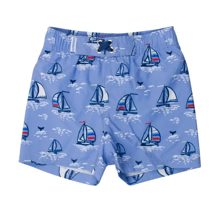 Blue Seas the Day Swim Trunks Kids Swim Rufflebutts