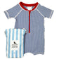 Blue Seersucker Short Sleeve One Piece Rash Guard Kids Swim Rufflebutts