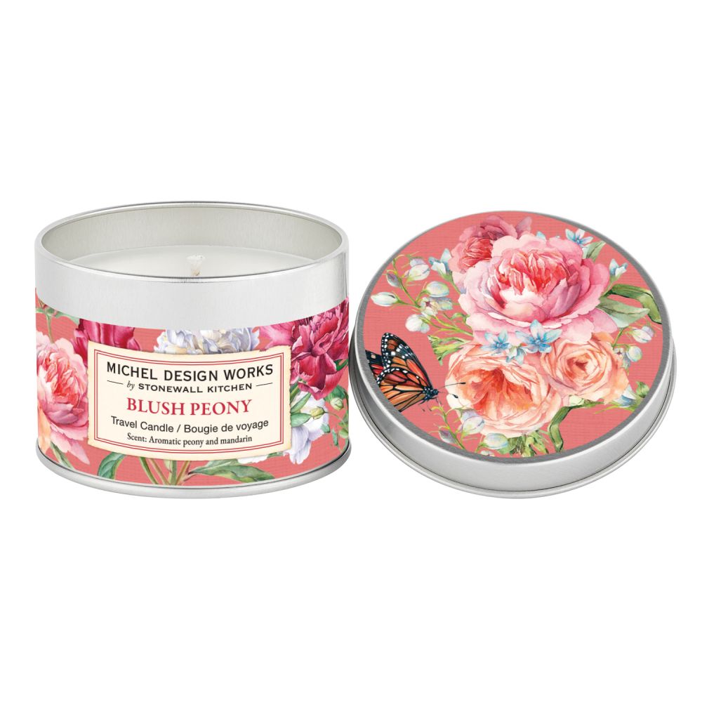 Blush Peony Travel Candle Candles Michel Design Works