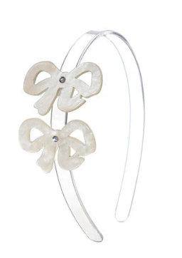 Bows Fancy Double Pearlized White Headband Kids Hair Accessories Lilies & Roses   