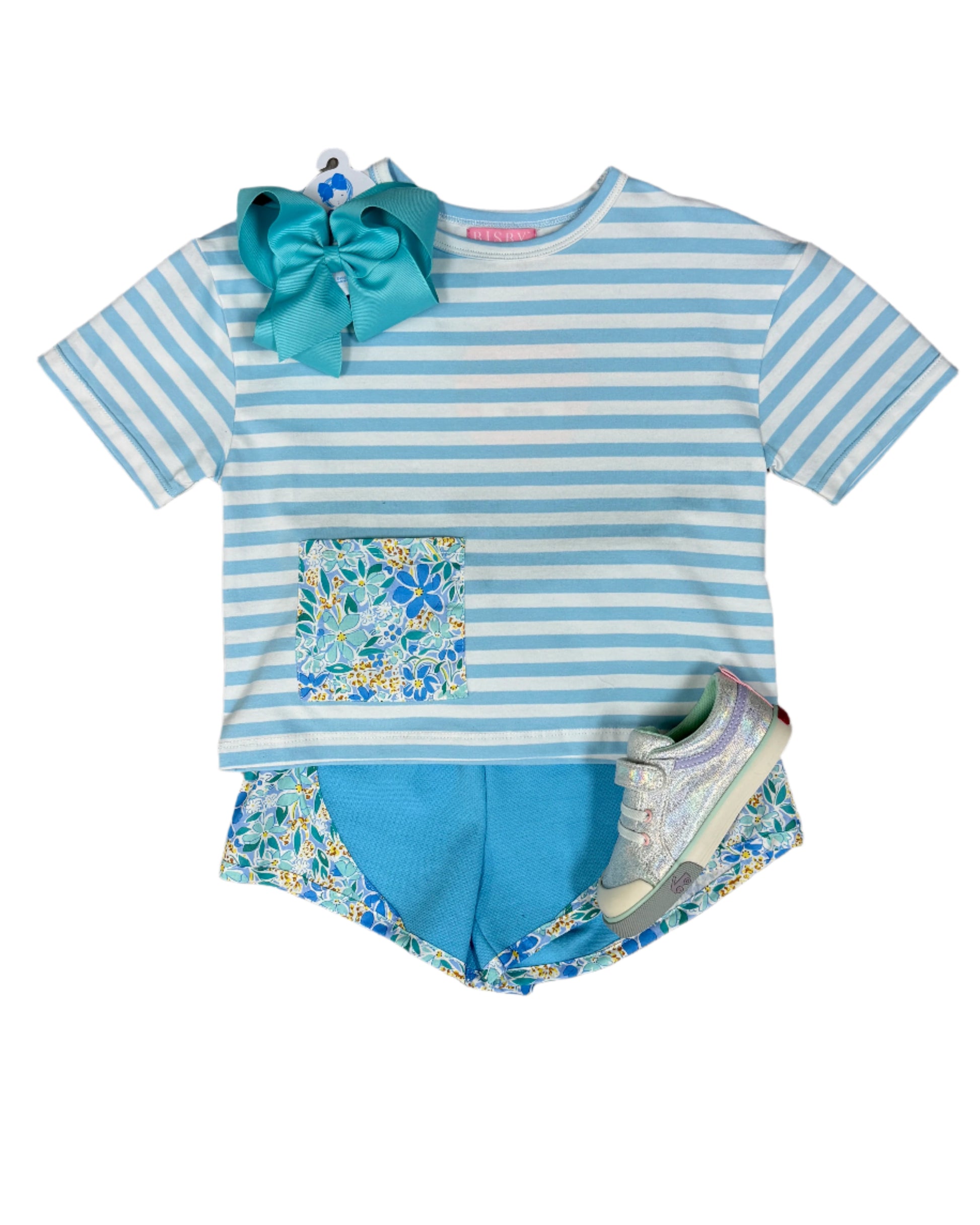 Boxy Tee - Frangipani Blue Girls Tops + Tees Bisby