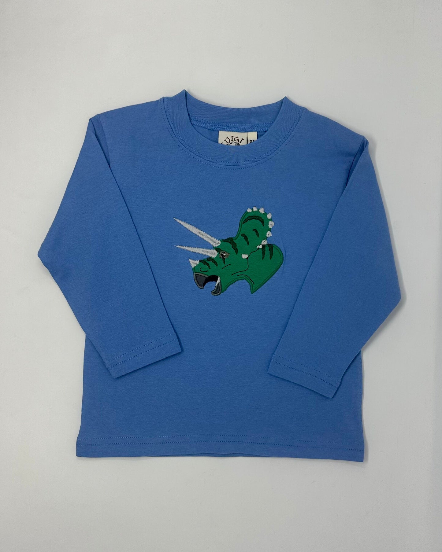 Boy's L/S T-Shirt w/ Triceratops Head - Chambray Boys Tees Luigi   