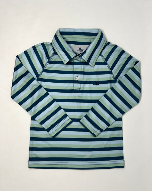 Boy's Polo - Blue/Smoke Green Boys Shirts + Polos Southbound   