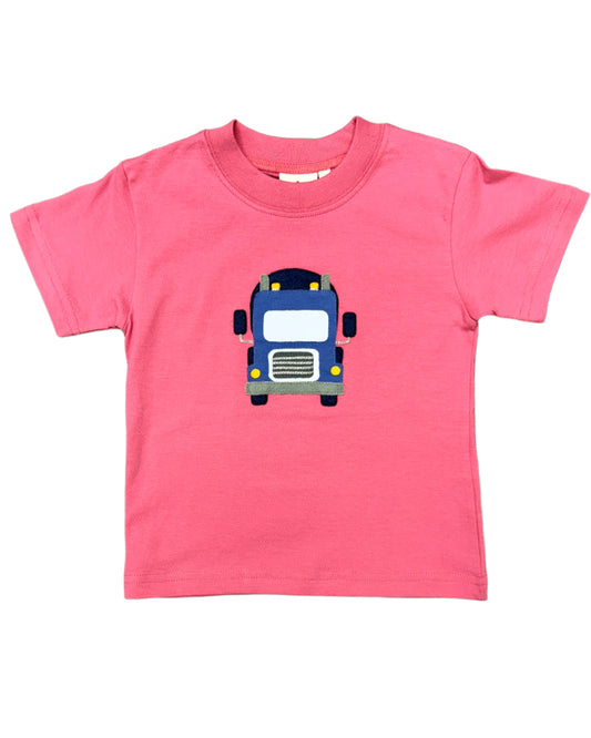 Boys S/S Shirt w/ Semi Truck - Salmon Boys Shirts + Polos Luigi