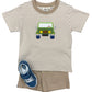 Boys S/S Shirt w/ Jeep - Sand/White Stripe Boys Shirts + Polos Luigi