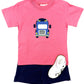 Boys S/S Shirt w/ Semi Truck - Salmon Boys Shirts + Polos Luigi