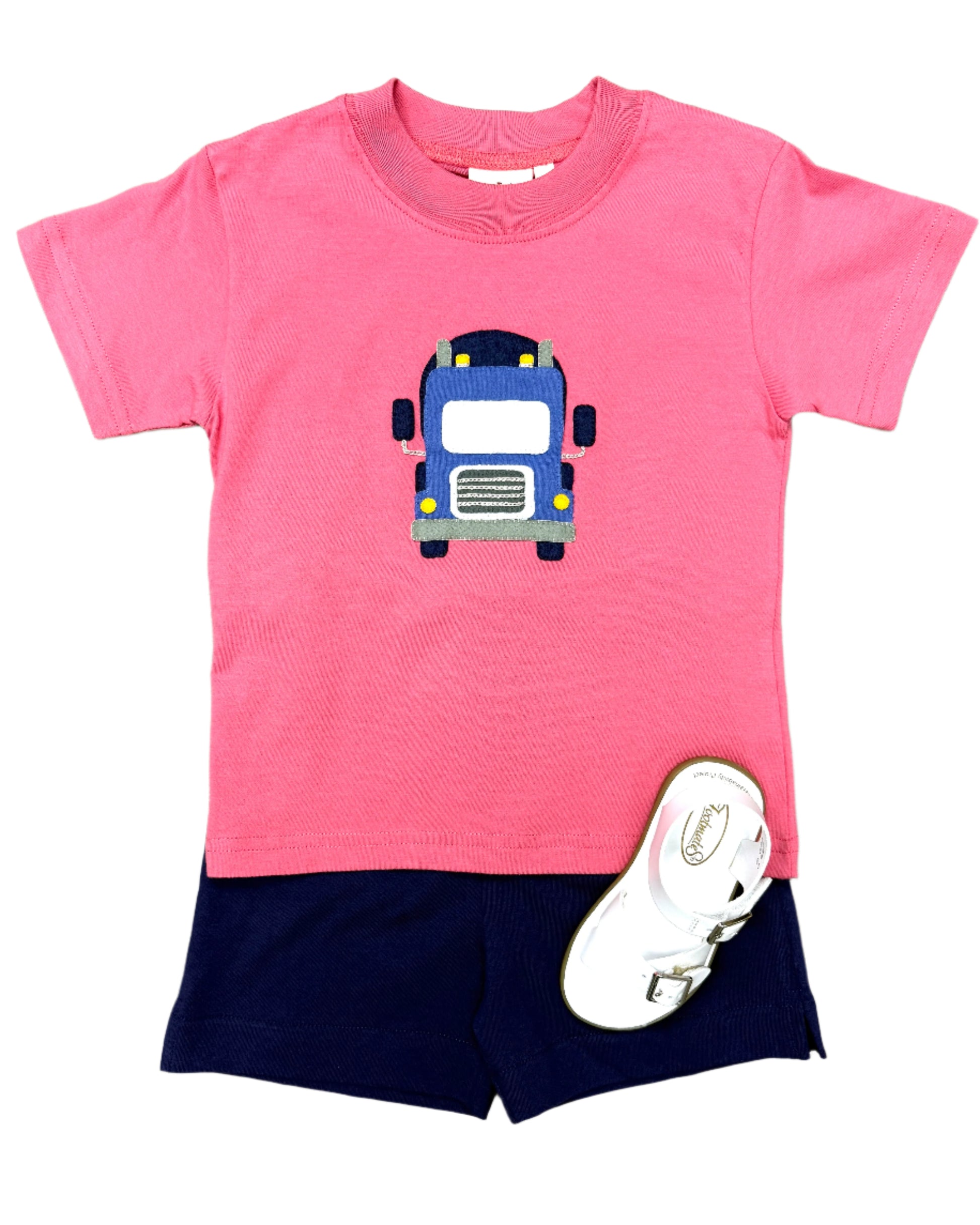 Boys S/S Shirt w/ Semi Truck - Salmon Boys Shirts + Polos Luigi