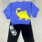 Boys Dk. Chambray Crewneck Sweater w/ Brontosaurus Cars Boys Sweaters + Sweatshirts Luigi   