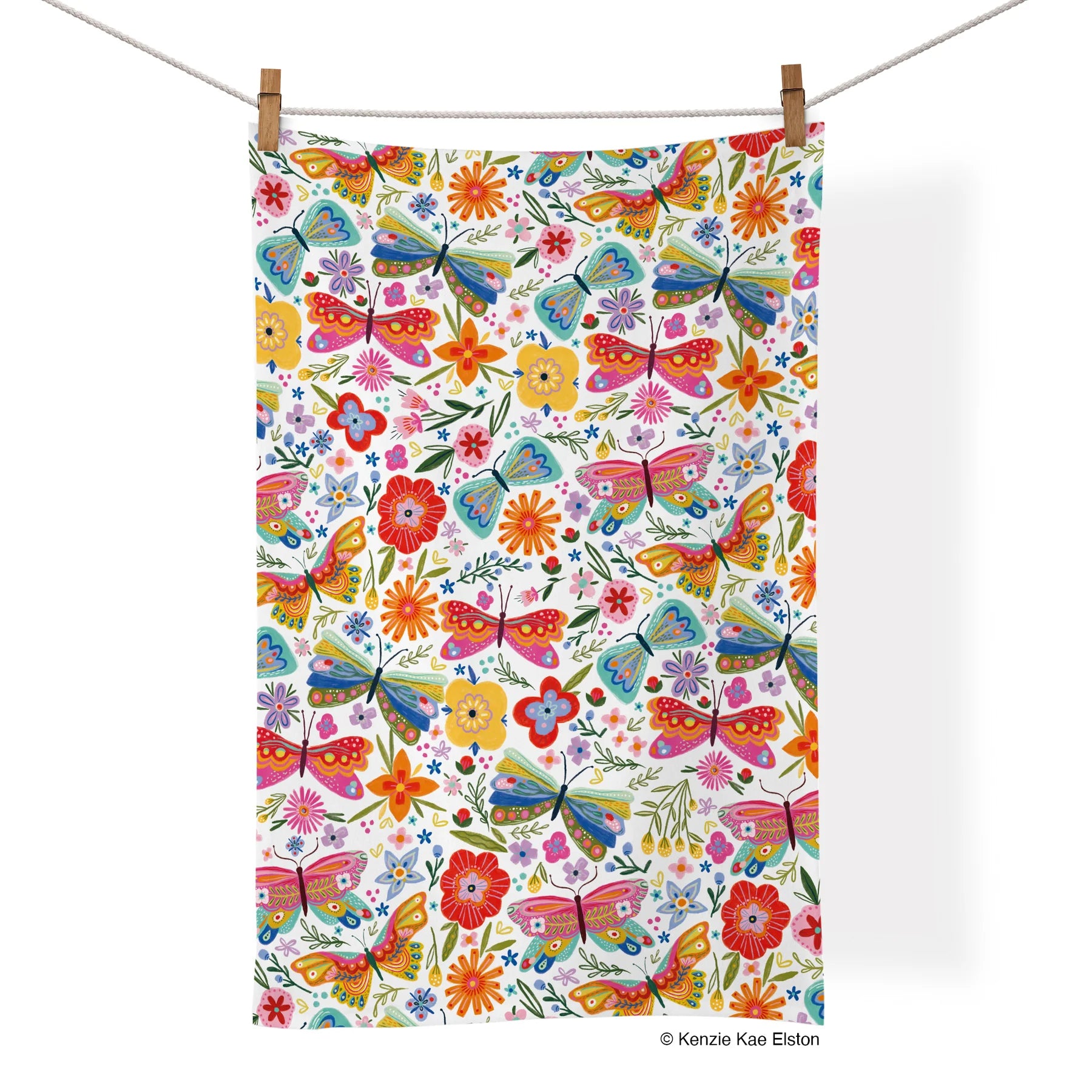 Butterfly Floral 100% Cotton Tea Towel Kitchen + Entertaining Werkshoppe